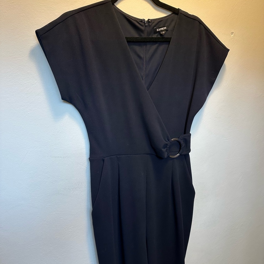 Express Dark Blue Jumpsuit with Ring Detail